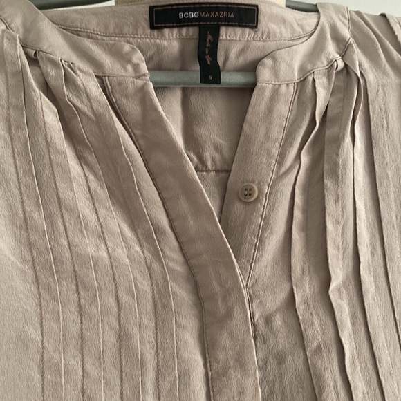 Romper by BCBG silk tan size S, buttons up with side - Picture 3 of 5